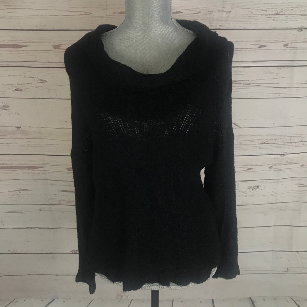 Splendid cowl beck mesh knit black sweater Sz XS